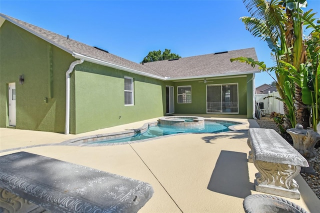 9709 Bay Colony Dr, Riverview, FL 33578 - view of swimming pool with a patio, ceiling fan, and a pool with connected hot tub