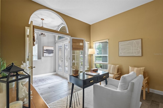 12009 Wandsworth Dr, Tampa, FL 33626 - office space with baseboards, wood finished floors, and french doors