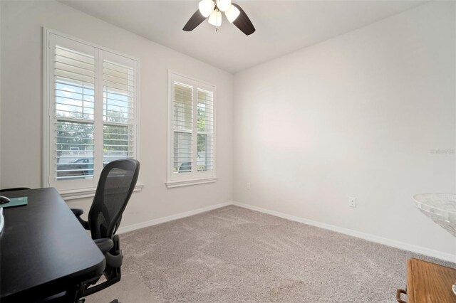 5102 Coastal Scene Dr, Apollo Beach, FL 33572 - carpeted office with a ceiling fan and baseboards