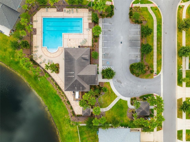 10512 Fuzzy Cattail St, Riverview, FL 33578 - bird's eye view of a pool area and a nearby body of water