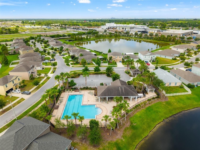 10512 Fuzzy Cattail St, Riverview, FL 33578 - aerial view of residential area with a large body of water and a pool