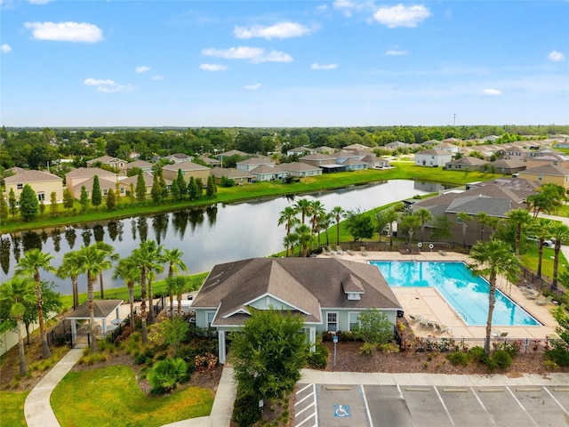 10512 Fuzzy Cattail St, Riverview, FL 33578 - aerial view of residential area with a nearby body of water and a pool