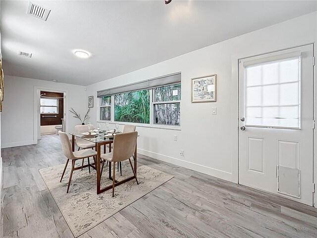 7125 S Shore Dr S, Saint Petersburg, FL 33707 - dining area featuring baseboards and light wood-style flooring
