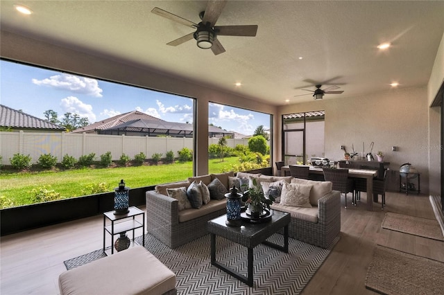 4795 Freccia Loop, Wesley Chapel, FL 33543 - view of patio / terrace featuring ceiling fan, outdoor dining space, and outdoor lounge area