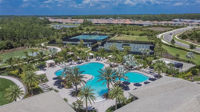 4795 Freccia Loop, Wesley Chapel, FL 33543 - aerial view of residential area with a pool