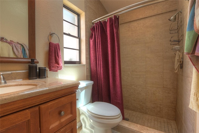 313 Oak Crest Dr, Safety Harbor, FL 34695 - bathroom featuring healthy amount of natural light, vanity, a tile shower, and toilet