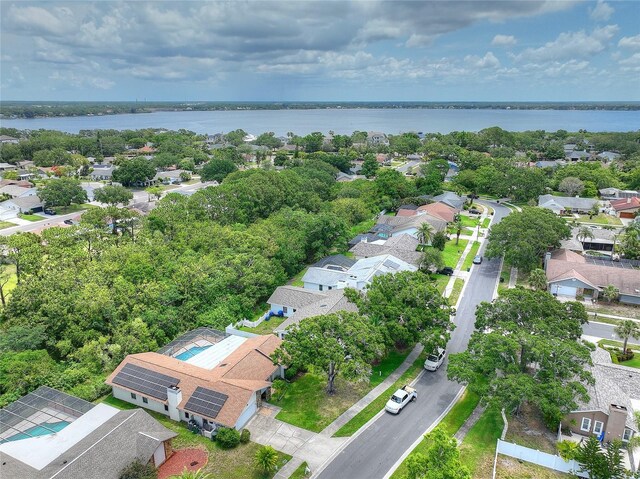 313 Oak Crest Dr, Safety Harbor, FL 34695 - aerial perspective of suburban area featuring a nearby body of water