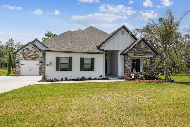13334 Oldenburg Dr, Hudson, FL 34667 - view of front facade featuring stone siding, a garage, concrete driveway, and board and batten siding