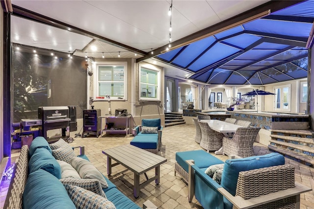 1817 Piccadilly Cir, Cape Coral, FL 33991 - view of patio with outdoor lounge area and glass enclosure
