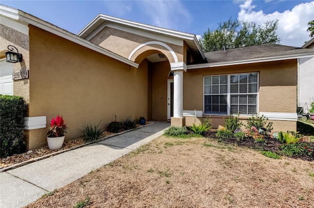 11641 Branch Mooring Dr, Tampa, FL 33635 - view of exterior entry with stucco siding