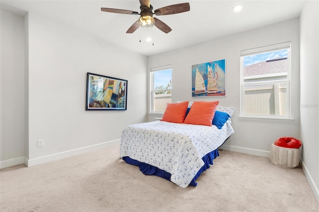 10945 High Noon Trl, Parrish, FL 34219 - carpeted bedroom featuring baseboards, recessed lighting, and ceiling fan