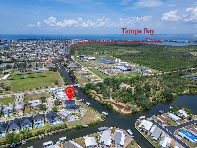 6520 Simone Shores Cir, Apollo Beach, FL 33572 - aerial view of residential area featuring a large body of water