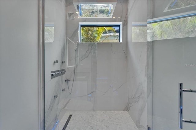 6520 Simone Shores Cir, Apollo Beach, FL 33572 - bathroom with a marble finish shower and plenty of natural light