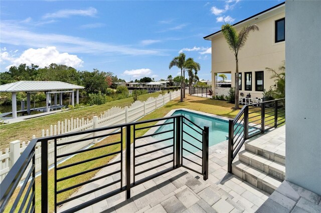 6520 Simone Shores Cir, Apollo Beach, FL 33572 - view of swimming pool with a patio area and a gazebo