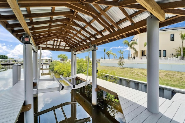 6520 Simone Shores Cir, Apollo Beach, FL 33572 - dock area with boat lift and a water view