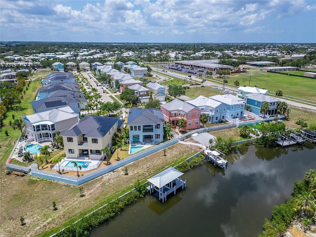 6520 Simone Shores Cir, Apollo Beach, FL 33572 - aerial view of residential area with a large body of water and a pool