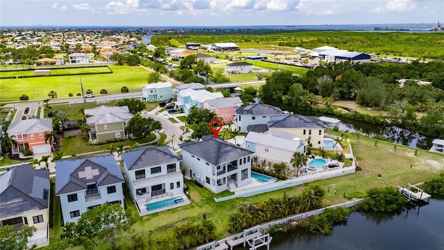 6526 Simone Shores Cir, Apollo Beach, FL 33572 - aerial view of residential area with a large body of water and a pool area