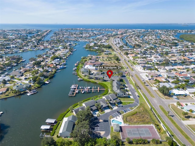 644 Yardarm Dr Unit 22, Apollo Beach, FL 33572 - aerial view of property and surrounding area with a large body of water and nearby suburban area