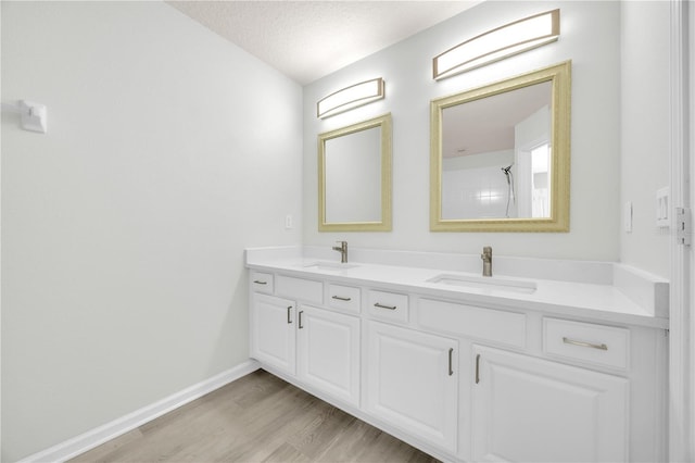 4910 Chatham Gate Drive Dr, Riverview, FL 33578 - full bath featuring double vanity, wood finished floors, a shower, and baseboards