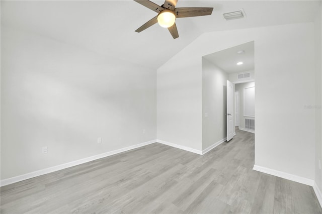 4910 Chatham Gate Drive Dr, Riverview, FL 33578 - unfurnished room featuring ceiling fan, lofted ceiling, baseboards, and wood finished floors