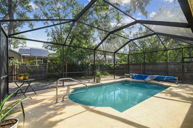 6918 Potomac Cir, Riverview, FL 33578 - view of swimming pool featuring a fenced backyard, a patio area, and a lanai