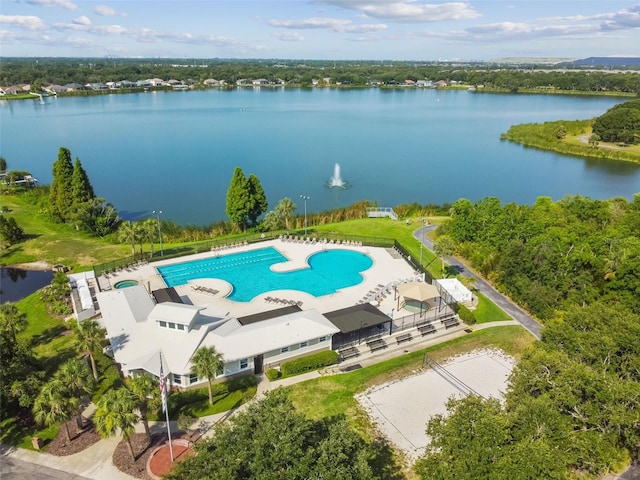 6918 Potomac Cir, Riverview, FL 33578 - drone / aerial view of a pool area and a nearby body of water
