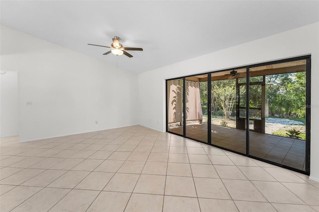 3041 Oak View Dr, Palm Harbor, FL 34684 - spare room featuring a ceiling fan, light tile patterned floors, and lofted ceiling