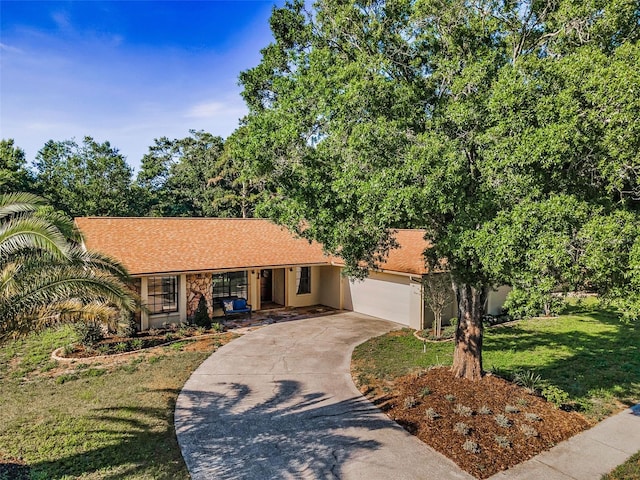 3041 Oak View Dr, Palm Harbor, FL 34684 - view of front of home with concrete driveway, a front lawn, and an attached garage