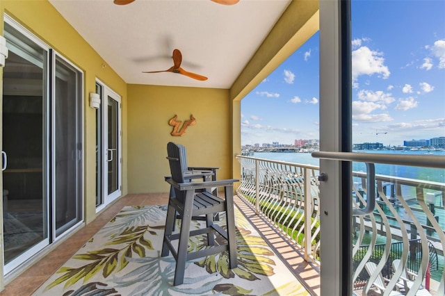 200 Skiff Pt Unit 202, Clearwater Beach, FL 33767 - balcony featuring a water view, a view of city, and a ceiling fan