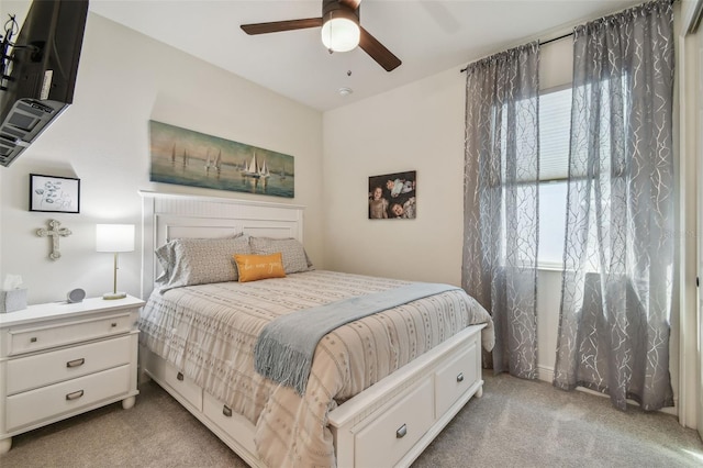 9577 Sandy Bluffs Cir, Parrish, FL 34219 - bedroom with light carpet, multiple windows, and ceiling fan