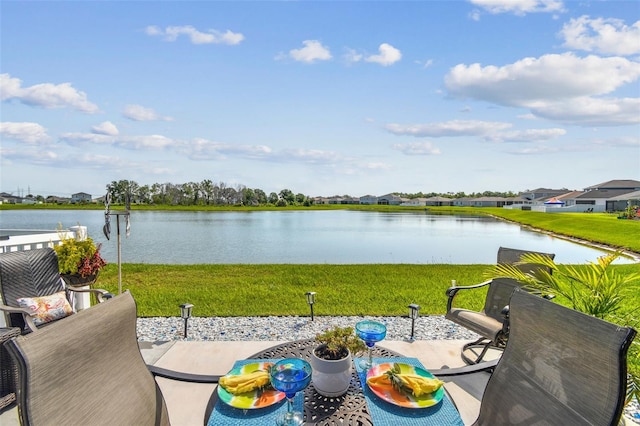 9577 Sandy Bluffs Cir, Parrish, FL 34219 - view of patio with a water view