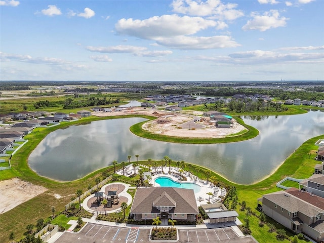 9577 Sandy Bluffs Cir, Parrish, FL 34219 - bird's eye view of a large body of water and a pool area