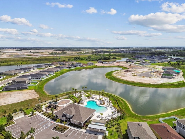 9577 Sandy Bluffs Cir, Parrish, FL 34219 - aerial view of residential area featuring a large body of water and a pool area