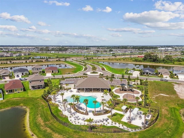 9577 Sandy Bluffs Cir, Parrish, FL 34219 - aerial view of residential area featuring a large body of water and a pool