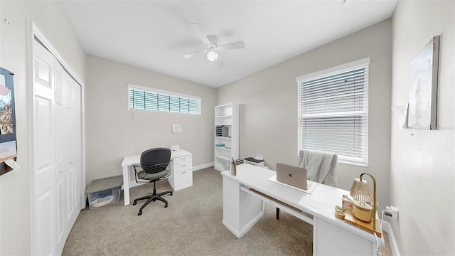6118 Voyagers Pl, Apollo Beach, FL 33572 - office space with a ceiling fan and light colored carpet