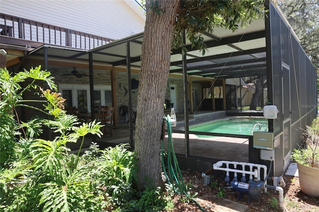 12929 Sugar Creek Blvd, Hudson, FL 34669 - outdoor pool with ceiling fan and a patio area