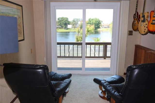 12929 Sugar Creek Blvd, Hudson, FL 34669 - living area featuring carpet flooring and a water view