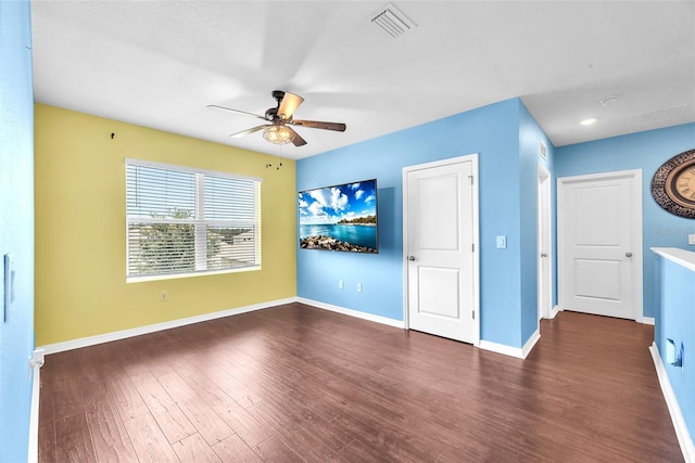 14135 Arbor Pines Dr, Riverview, FL 33579 - unfurnished living room with a ceiling fan, dark wood finished floors, and baseboards