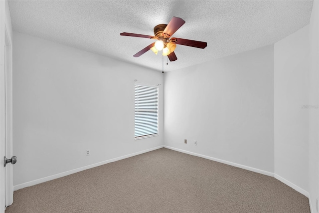 11816 Cedarfield Dr, Riverview, FL 33579 - spare room featuring a textured ceiling, carpet floors, a ceiling fan, and baseboards
