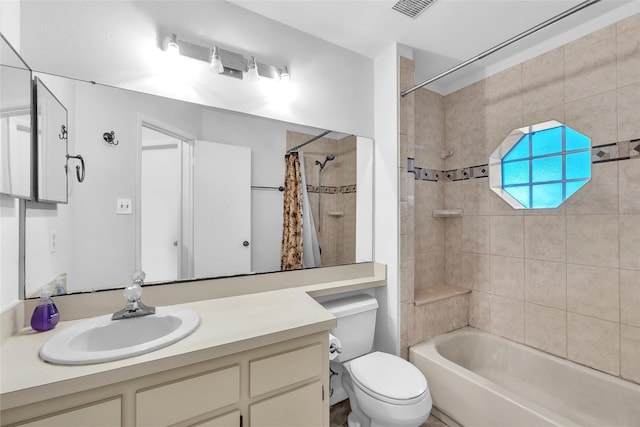 11816 Cedarfield Dr, Riverview, FL 33579 - full bathroom featuring vanity, shower / bath combination with curtain, and toilet