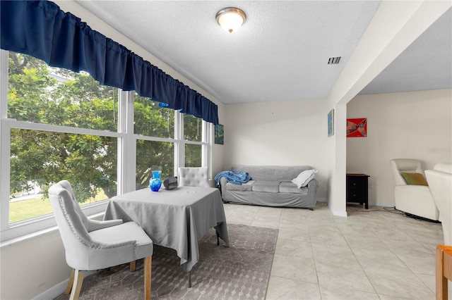 3114 59th St S Unit 203, Gulfport, FL 33707 - tiled living room featuring healthy amount of natural light, a textured ceiling, and baseboards