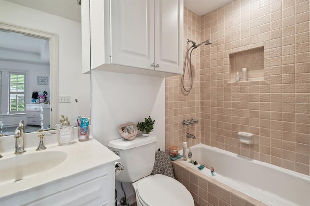 16502 Millan De Avila, Tampa, FL 33613 - bathroom featuring tiled shower / bath combo, vanity, and toilet