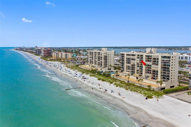 14950 Gulf Blvd Unit 905, Madeira Beach, FL 33708 - drone / aerial view of waterfront with a beach and apartment complex