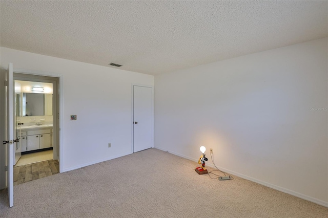1904 Canterbury Ln Unit 18, Sun City Center, FL 33573 - unfurnished bedroom featuring light carpet, a sink, a textured ceiling, and baseboards