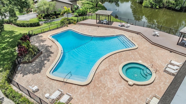 1400 Tarpon Woods Blvd Unit E4, Palm Harbor, FL 34685 - community pool with a gazebo, a water view, and a patio area