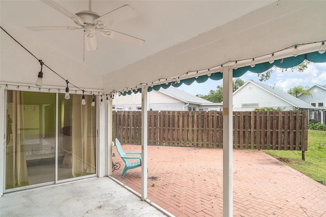 7833 Ontario Street Cir, Sarasota, FL 34243 - view of patio / terrace with ceiling fan