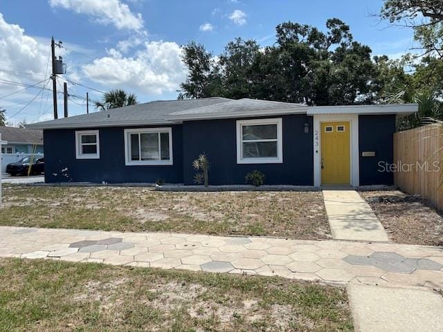 243 45th St N, Saint Petersburg, FL 33713 - view of front of property with stucco siding and roof with shingles