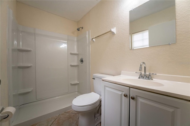 4032 Albany Rd, Labelle, FL 33935 - full bath with vanity, a textured wall, toilet, a shower, and tile patterned floors