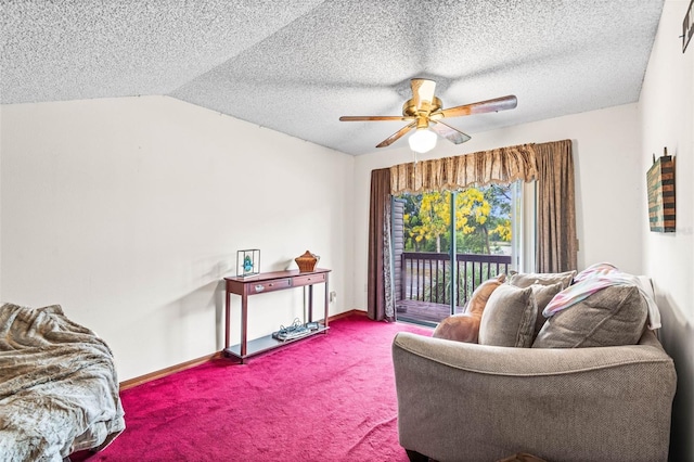 940 Fenton Ln Unit 7, Lakeland, FL 33809 - living area with carpet, ceiling fan, baseboards, and lofted ceiling