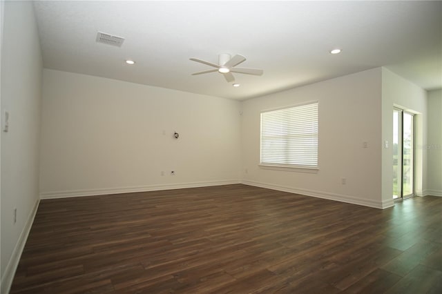 9512 Summers Cay Cir, Thonotosassa, FL 33592 - unfurnished room featuring healthy amount of natural light, ceiling fan, dark wood-style floors, baseboards, and recessed lighting